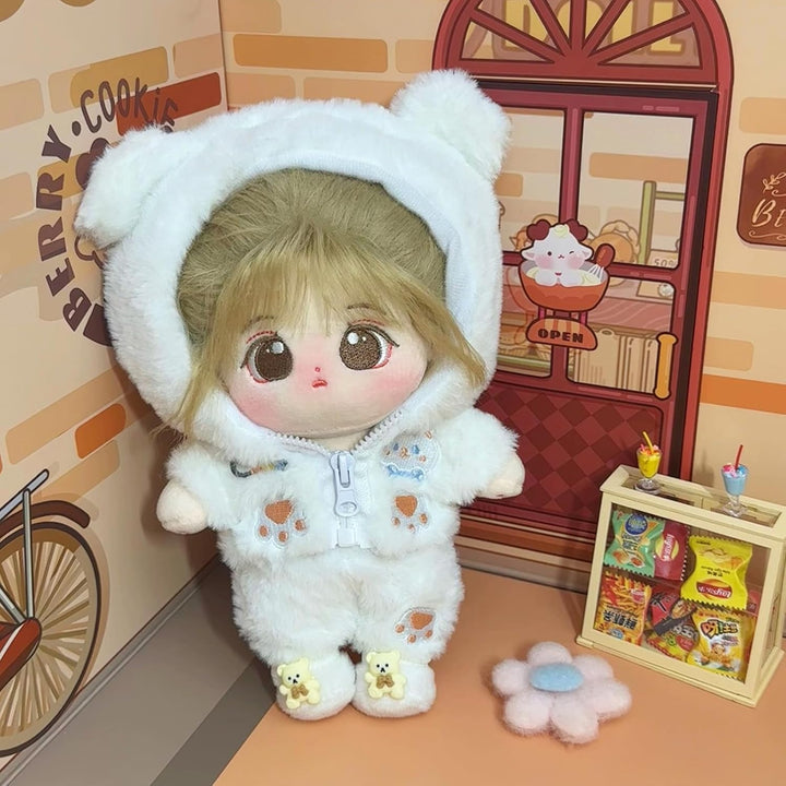 20Cm Plush Doll Clothes, Anime Plushie Outfit Suit Pajamas, 8 Inch Cotton Doll Clothes for Dolls Stuffed Animals (Whitebearnew Suit)