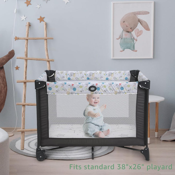 Pack and Play Mattress Topper Baby Pack N Play Mattresses for Playpen and Playard with Washable Cover 38"X26"X1", 1 Pack Firm Foam