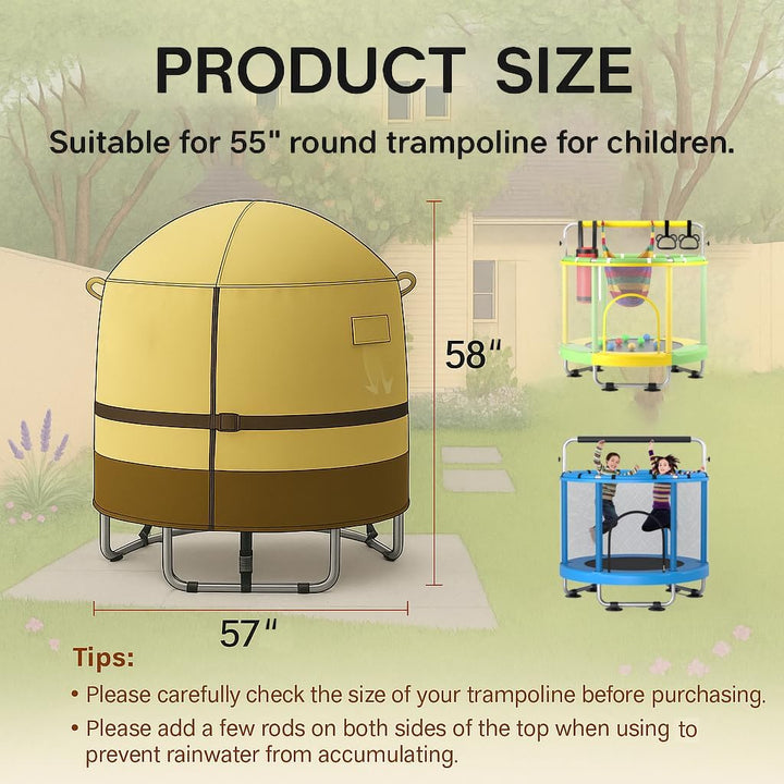 55" Mini Trampoline Cover for Kids, round Trampoline Cover Heavy-Duty 600D Outdoor Trampoline Shade Cover Waterproof