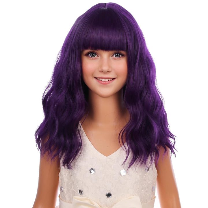 Blonde Wig Kids Child Short Wavy Wig with Bangs Flaxen Blonde Wigs Synthetic Girls Cosplay Halloween Party Costume Wigs (Flaxen Blonde)