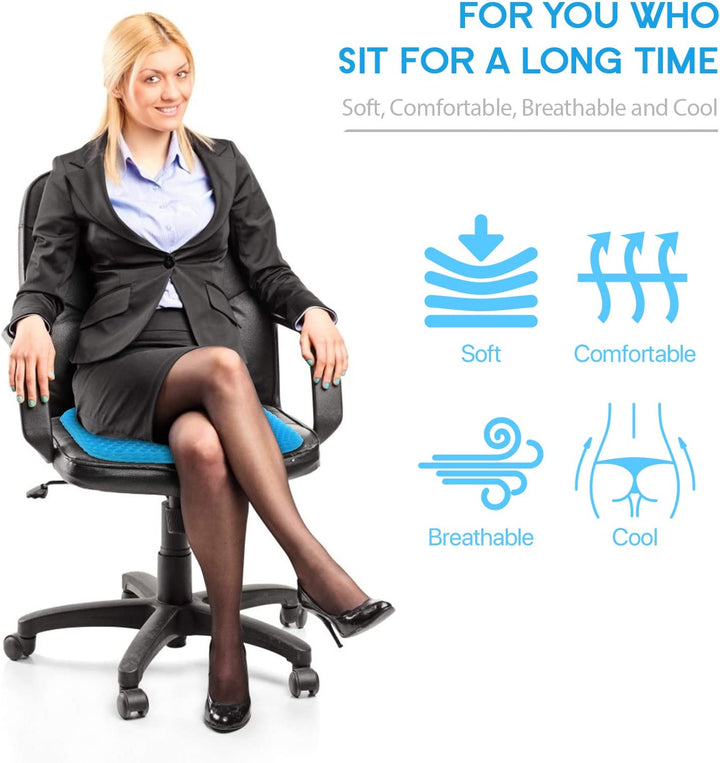 Gel Seat Cushion for Long Sitting (Thick & Extra Large), Gel Cushion for Wheelchair Soft, Gel Chair Cushion Comfy, Gel Car Seat Cushion Breathable, Gel Seat Cushion for Office Chair for Hip Pain