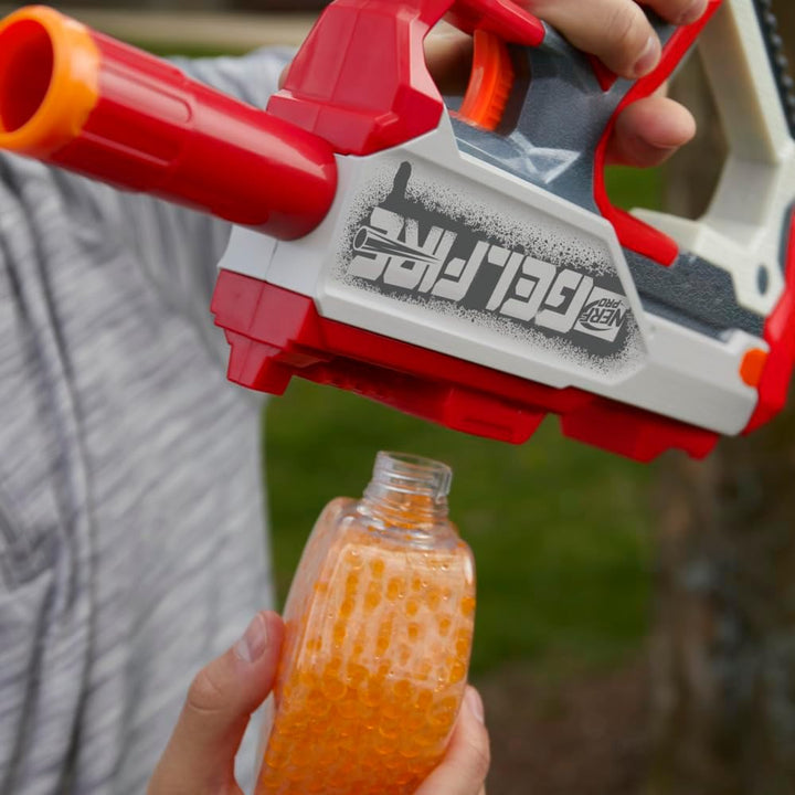 Pro Gelfire Mythic Full Auto Blaster & 10,000 Gelfire Rounds, 800 round Hopper, Rechargeable Battery, Eyewear, Ages 14 & Up