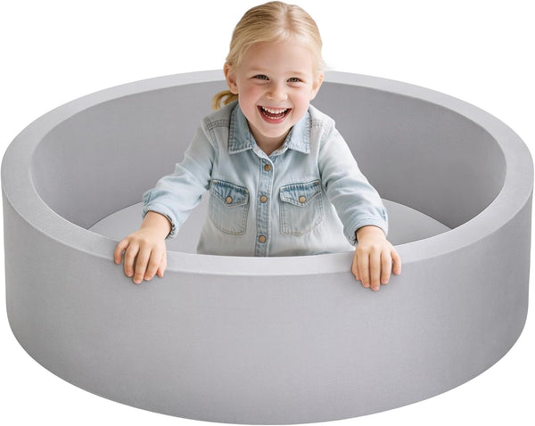 Foam Ball Pit for Toddlers, Large Baby Ball Pit for Babies with Soft Memory Sponge, Indoor Outdoor Baby Playpen, Kids Play Ball Pool, Gift Toys for Infants Boys and Girls (Gray, NO Balls)