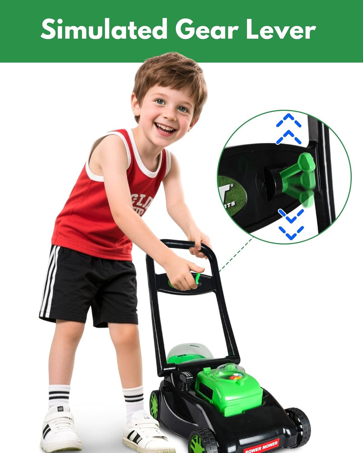 Kids Lawn Mower with Realistic Grass-Cutting Action and Sounds – No Batteries Required | Kid Lawn Mower, Fun Outdoor Push Toy and Gift for 3, 4, 5, 6, 7, 8 Year Old Boys and Girls (Black)