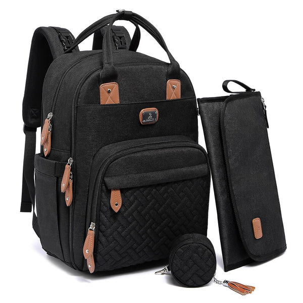 Diaper Bag Backpack with Portable Changing Pad, Pacifier Case and Stroller Straps, Large Unisex Baby Bags for Boys Girls, Multipurpose Travel Back Pack Moms Dads, Black