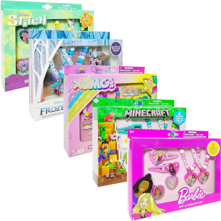 Barbie Accessories for Girls 6 Piece Toy Jewelry Box Set with 2 Rings, 2 Bead Bracelets, and Snap Hair Clips Ages 3+