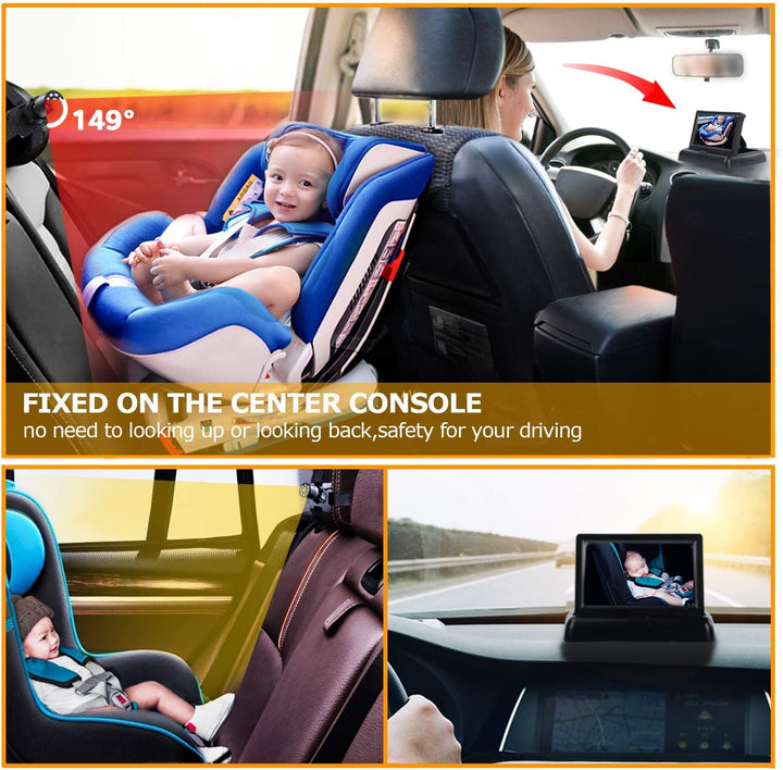 Baby Car Mirror, View Infant in Rear Facing Seat with Wide Crystal Clear View,360° Rotation Plug and Play Easy Install Baby Car Monitor 1080P