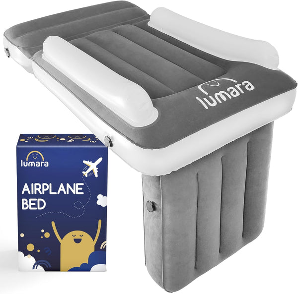 Toddler Airplane Bed - Inflatable Airplane Bed for Toddlers, Plane Baby Seat Extender for Kids - Blow up Air Mattress for Child Flight Sleep with Safety Belt, Innovative Valves, No Pump Needed