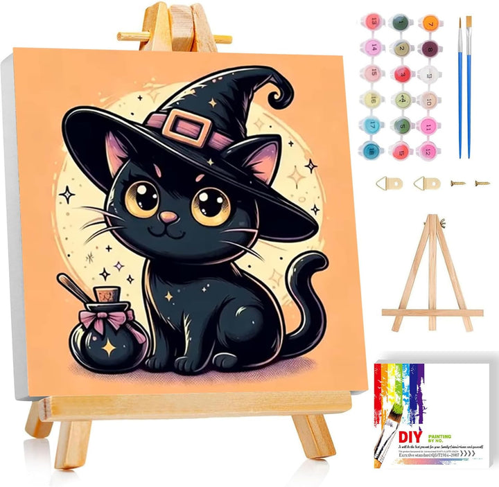 Dog Paint by Numbers Kit for Kids with Frame - Cute Dog Paint by Number for Kids, Kid Painting by Number Kits Age 8-12 for Home Wall Decor 8X8Inch (With Wooden Easel)