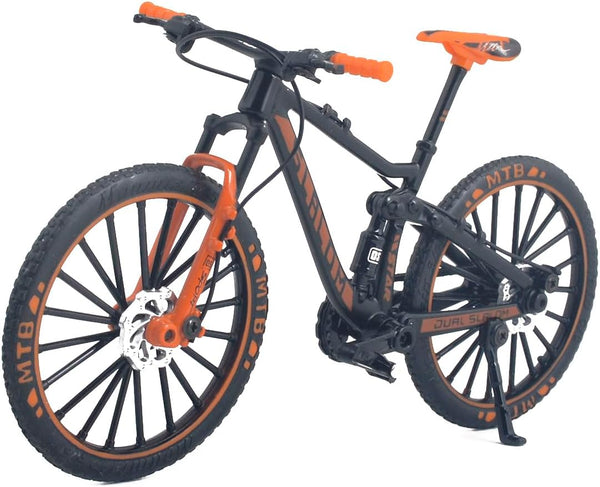 Alloy Mountain MTB Bicycle Ornament Model Bike Cake Topper Racing DH Bike Mountain Finger Bicycle Toy Mini XC Bicycle Vehicles Party Decorations Crafts for Home (Black Orange)