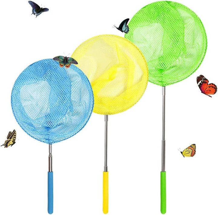 Kids Telescopic Butterfly Fishing Nets for Kids Catching Insect Net Outdoor Tools for Catching Bugs Fish Insect Ladybird, Extendable 34 Inches and anti Slip Grip