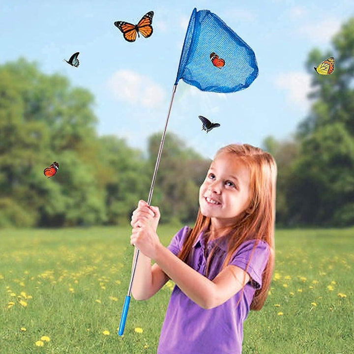 Kids Telescopic Butterfly Fishing Nets Great for Catching Insect Net Perfect Outdoor Tools for Catching Bugs Fish Insect Ladybird, Extendable 34 Inches and anti Slip Grip (3 Pack)