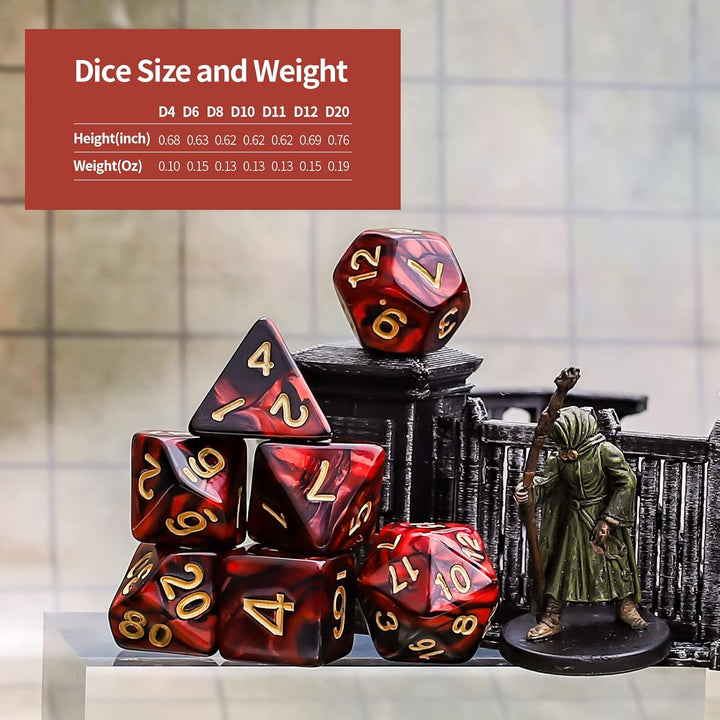 Polyhedral Dice Set (35 Pieces) with Black Pouches, 5 Complete Double-Colors Dice Sets of D4 D6 D8 D10 D% D12 D20 Compatible with Dungeons and Dragons DND RPG MTG Table Games