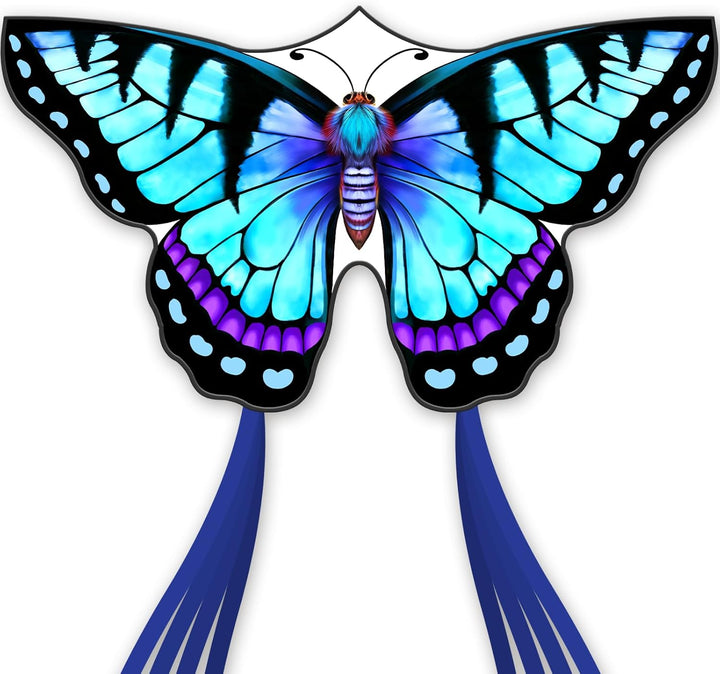 Kite-Butterfly Kites for Kids and Adults, Easy to Fly for Beginner, Durable and Eye- Catching Design, Beach Kites for Family Trip ＆ Outdoor Games and Activities （Blue）