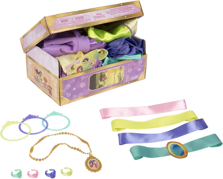 Princess Dress up Trunk – 21-Piece Deluxe Costume Set Featuring Ariel, Jasmine, Tiana & Rapunzel Outfits with Accessories & Storage Trunk – Amazon Exclusive