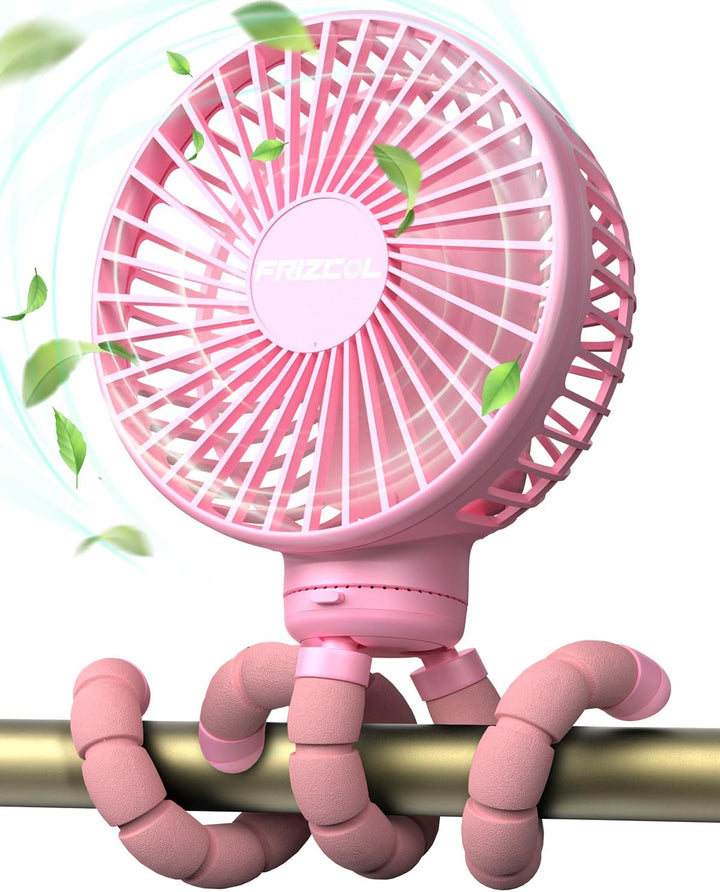 Stroller Fan for Baby - Portable Fan Rechargeable - Battery Operated Fan(Use for 24Hrs) - Fan for Handheld/Clip On/Car Seat/Desk/Camping