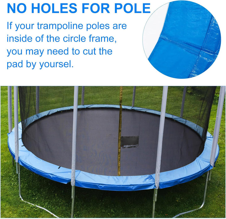 Trampoline Pad Replacement 12Ft 15Ft 0.6'' Thick Universal Trampoline Safety Padding Spring Cover Waterproof and Comfortable for Outdoor Indoor, No Hole for Pole