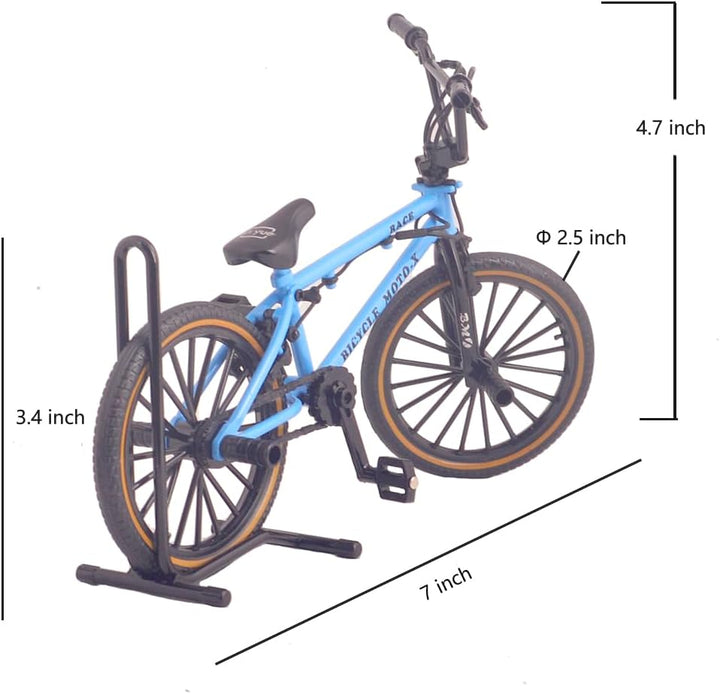 Mini Diecast Finger Bike Extreme Sports BMX Finger Bicycle Toys Game Set for Kids and Adults, Metal Bike Model Collections Decoration Cool Boy Toy (BMX Blue)