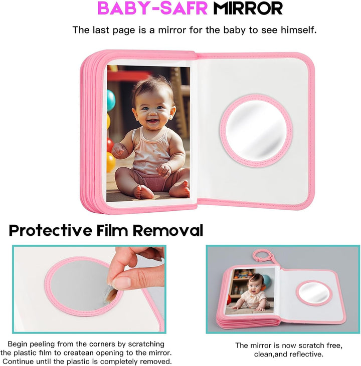 Baby Photo Book Holds 21 4X6 Photos, My First Photo Album for Baby or Toddler, "Love" Baby Photo Book Soft No Hard Edges, Cute Book Gift for Baby Shower Newborns Family Photos (Pink)
