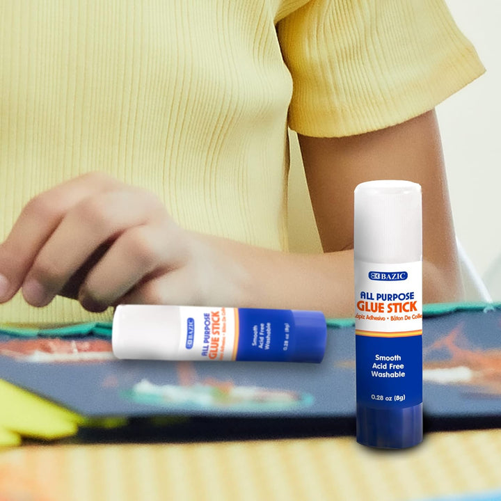 BAZIC Premium Glue Stick 8G/0.28 Oz.,White Glue Sticks, Multi-Purpose Acid Free, for Photos Paper Art Craft at School Home Office (4/Pack), 1-Pack
