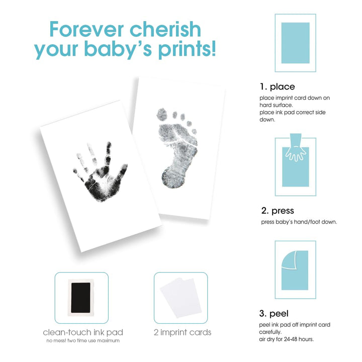 Baby Memory Book, First 5 Years Baby Milestone Book, Pregnancy Journal, Gender Neutral Newborn Keepsake, with Clean-Touch Ink Pad for Baby'S Handprint or Footprint, Pink Chevron