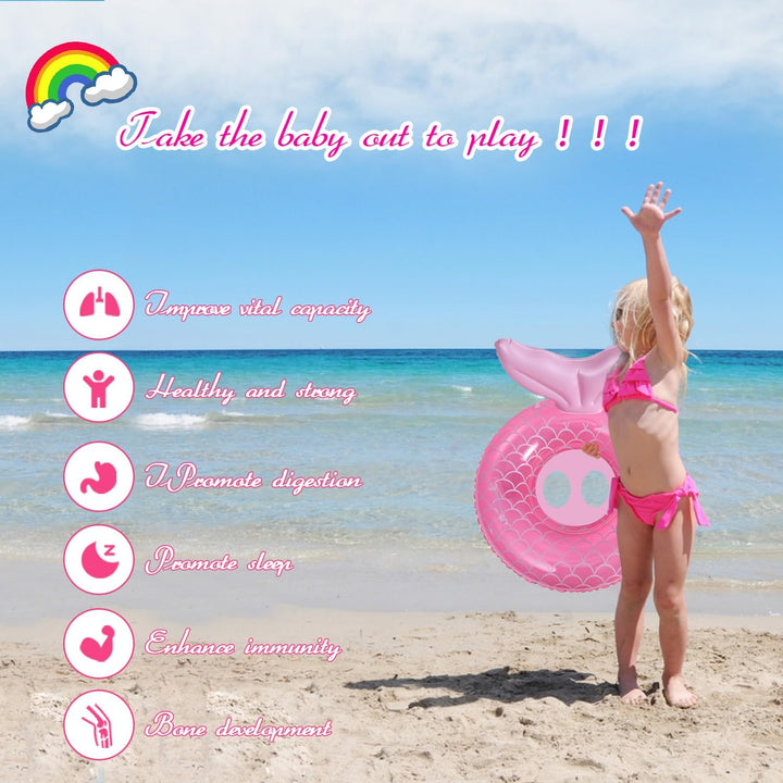 2023 New Mermaid Baby Swimming Pool Floats 6-48 Months,Inflatable Pool Swim Ring with Seat and Handle for Babies Toddlers Infant Training Summer (1-Pink)
