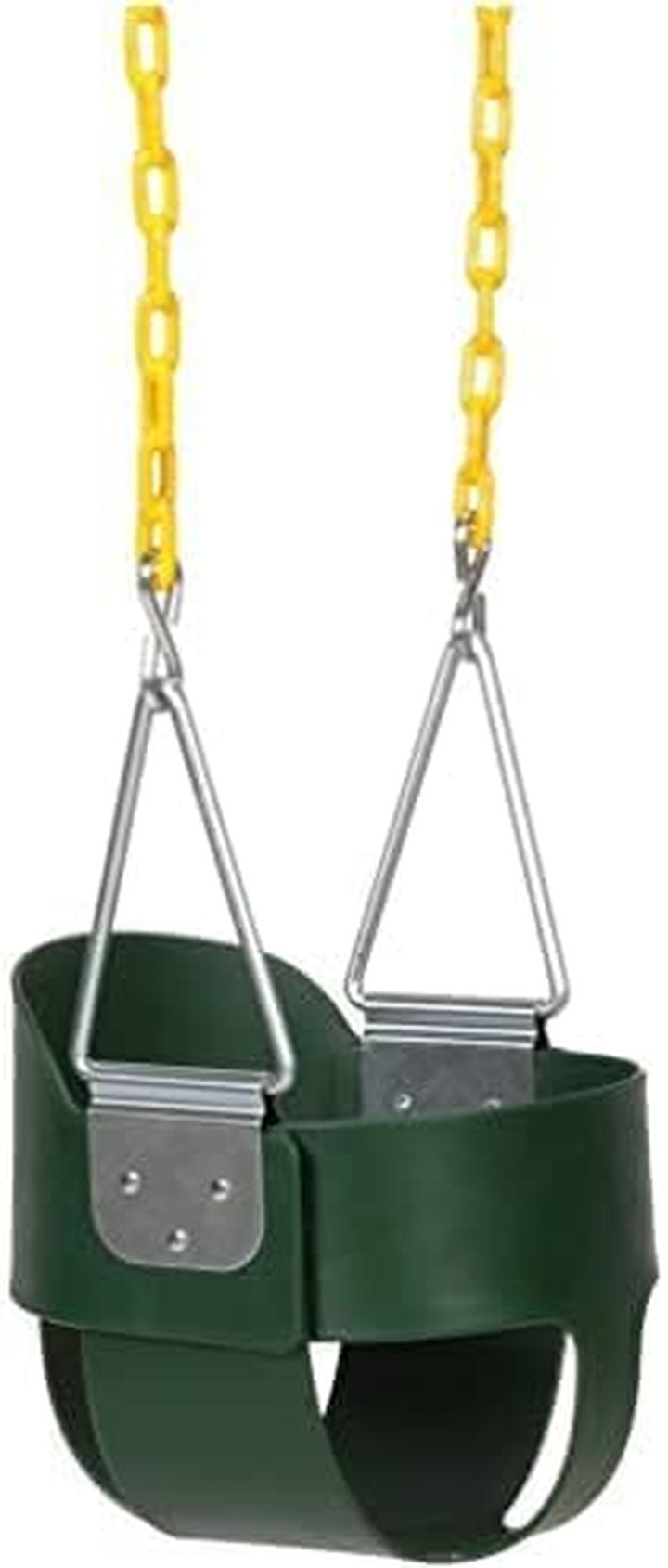 Heavy-Duty High Back Full Bucket Toddler Swing Seat | Coated Swing Chains Fully Assembled | Green Swing Set Accessory
