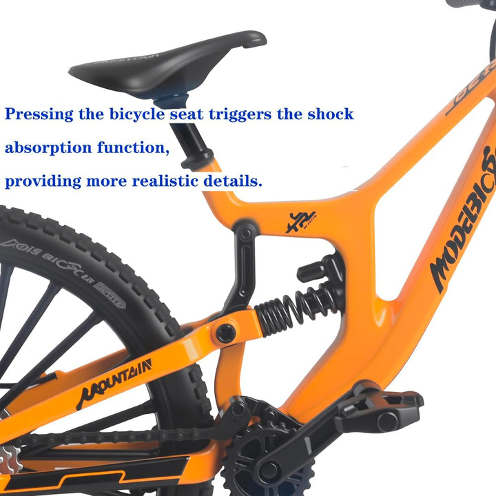 1:8 Scale Mountain Bike Toy DS Die-Cast Mini Finger Bicycle Model Toy Bicycle Figurine Desktop Decoration DH Alloy Bike Action Figurine Toy for Cake Topper Crafts (Yellow)