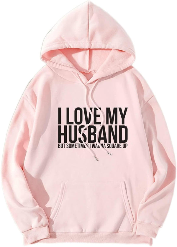 Slogan Graphic Kangaroo Pocket Drawstring Thermal Hoodie