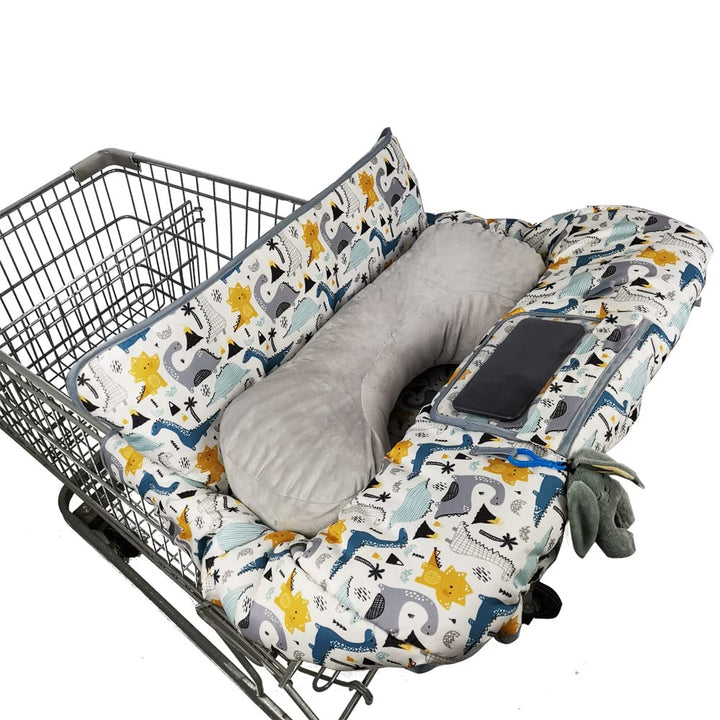 Shopping Cart Cover for Baby, High Chair Cover for Boy Girl, Infant Grocery Cart Cushion with Removable Seat Positioner and Cellphone Holder