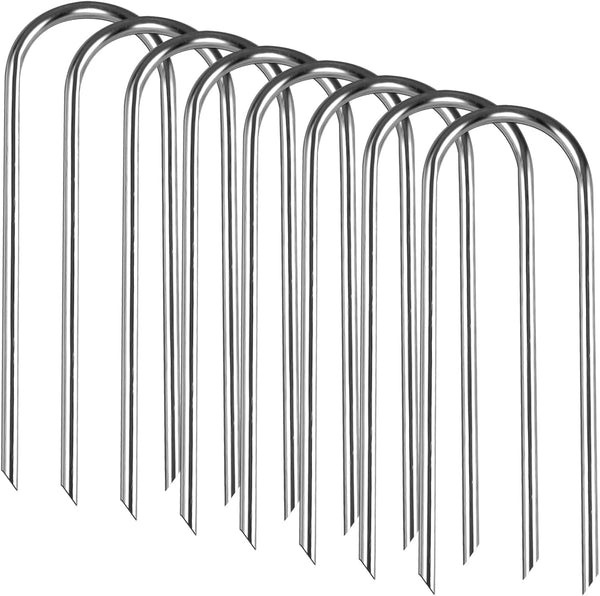 Trampolines Wind Stakes Heavy Duty U Type Sharp Ends Safety 12Inch Ground Anchor Galvanized Steel for Soccer Goals, Camping Tents and Huge Garden Decoration (Trampoline Anchors 8Pcs)