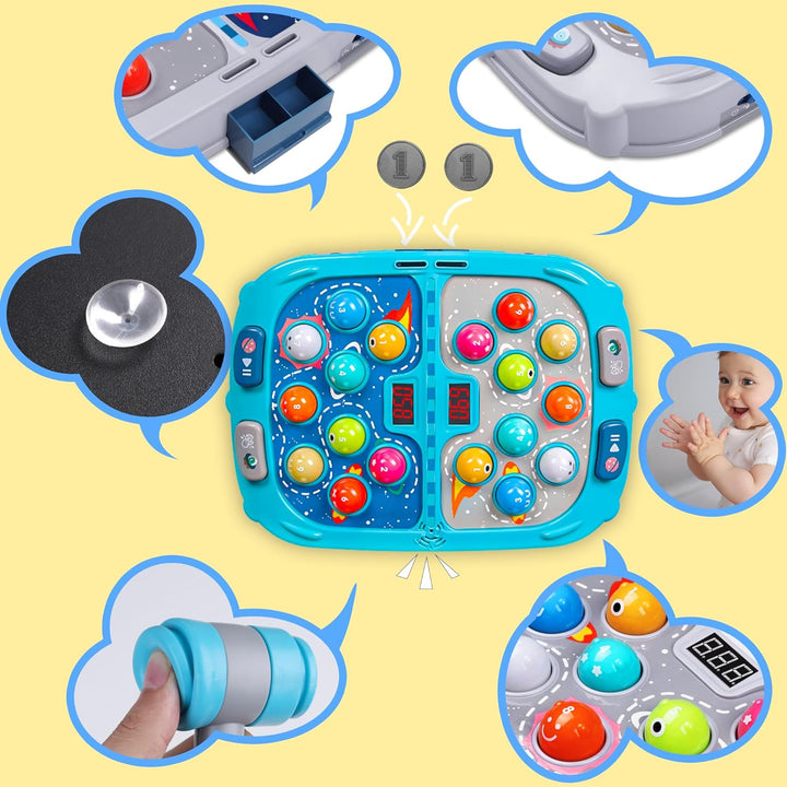 Large Double Hammer Toy for Kids Ages 3+, 11X15 Inch Early Learning Toy with Lights & Sounds, Interactive Pounding Bench with 9 Speed Levels, Perfect for Families with Multiple Kids of Different Ages