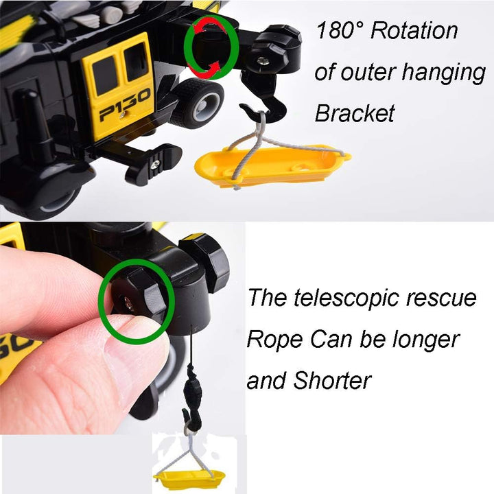 Military Helicopter, Airforce Airplane Toy with Hanging Basket Lights and Sounds for Kids(Black)