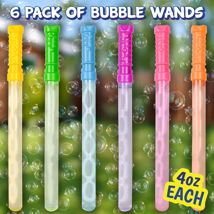 Sunny Days Entertainment  4Oz Bubble Wands – 6 Pack Bubble Wand Toy | Summer Fun, Outdoor Birthday Party Favors for Kids, 101799 Blue