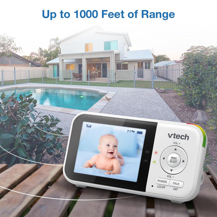 VM819 Baby Monitor with Camera and Audio, 2.8” Screen Portable Baby Camera, Night Vision, 2-Way Audio, Temperature Sensor and Lullabies, Secure Transmission No Wifi, Ideal for Baby/Elderly/Pet