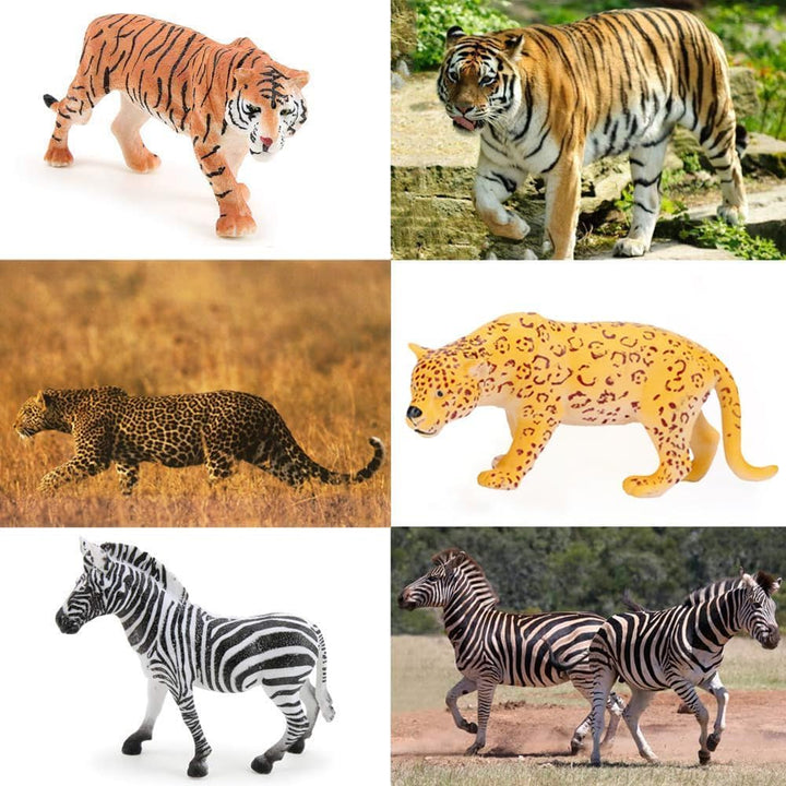Safari Animals Figures Toys, Realistic Jumbo Wild Zoo Animal Figurines Plastic African Jungle Animals Playset for Kids Toddlers, 14 Piece Gift Set