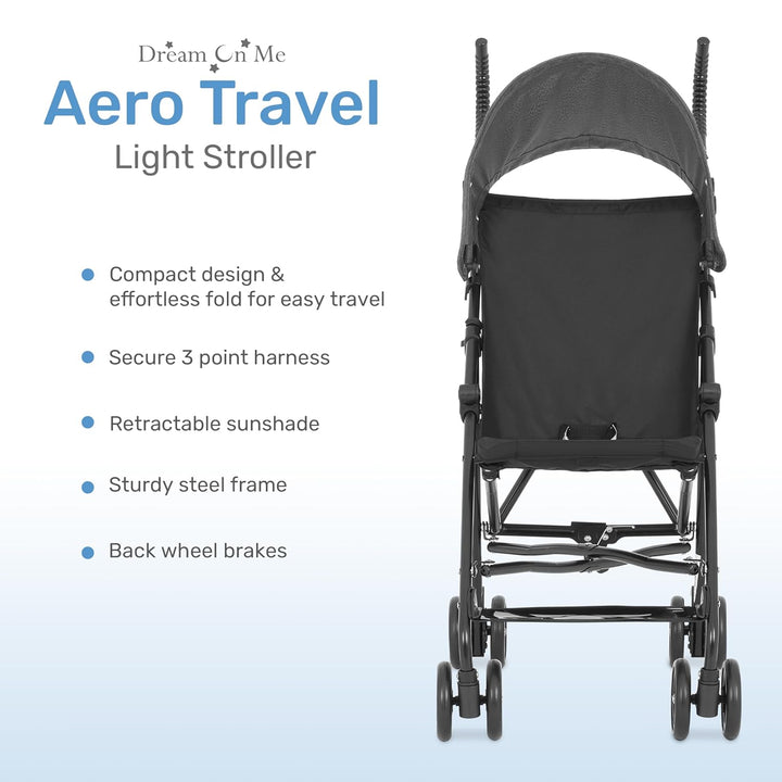 Aero Travel Lightweight Umbrella Stroller, Easy to Fold and Carry Travel Stroller, Adjustable and Removable Canopy