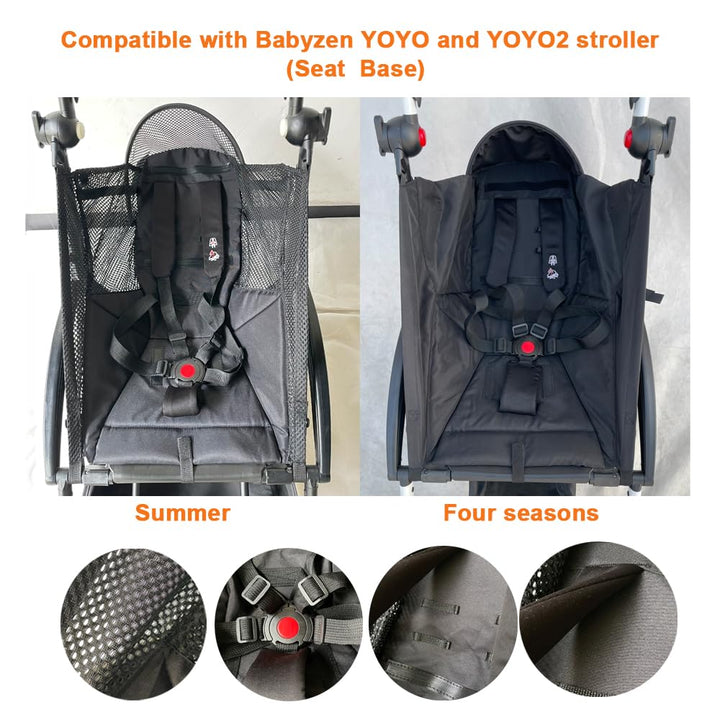 Baby Stroller Accessories 6+ Clothe Replacement Kit Compatible with Babyzen YOYO2 Strollers - Waterproof Fabric - Stroller Canopy, Seat Cushion & Seat Base (All Season Set)