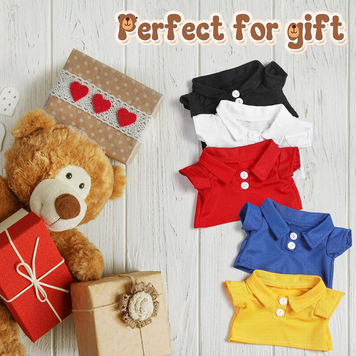 5 Pcs Stuffed Bear Clothes Stuffed Animal Polo Shirt Outfit Plush Animal Accessory for Goodie Bags Stuffers DIY10-12 Inch Plush Toy Make Your Own Plush Doll