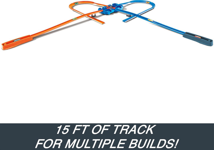 Toy Car Track Builder Playset, Deluxe Stunt Box with 25 Component Parts & 1:64 Scale Vehicle (Amazon Exclusive)