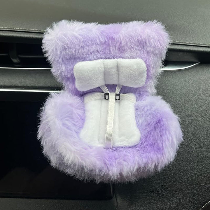 Doll Car Seat for Labubu 17Cm with Air Vent Clip and Desktop Stand, Cute and Functional Car Ornament for Blind Box Doll Fans, Collectors (Pink)