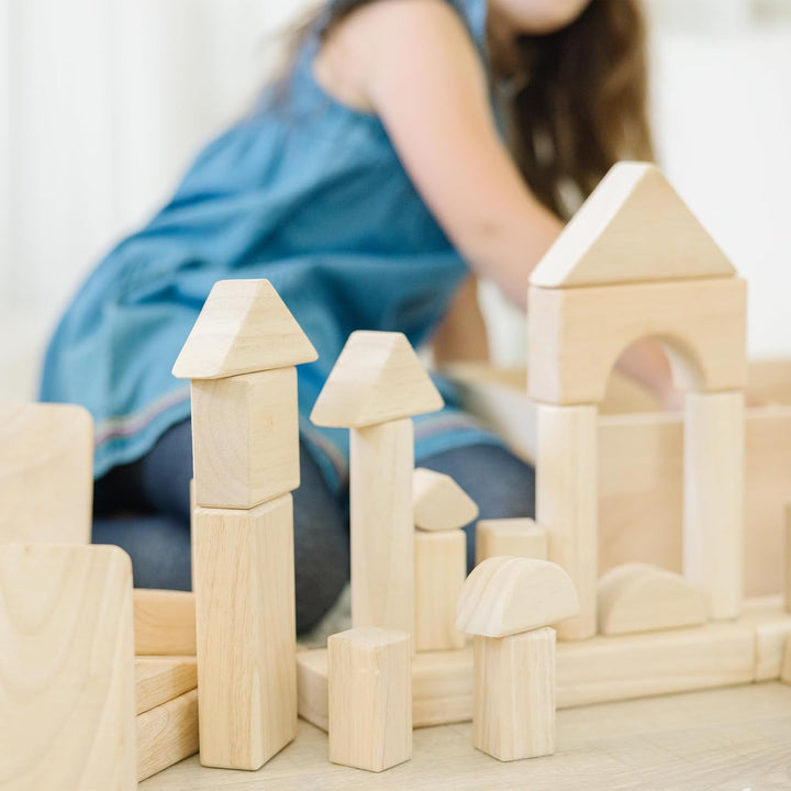 Standard Unit Solid-Wood Building Blocks with Wooden Storage Tray (60 Pcs)