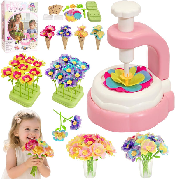 Fabric Flower Bouquets Craft Kit, DIY Arts and Crafts for Kids 4 5 6 7 8 9 Year Toddler Girl - Flowers Market Toy Educational Activity and Birthday Gift Toys Gifts Ideas for Boys Girls