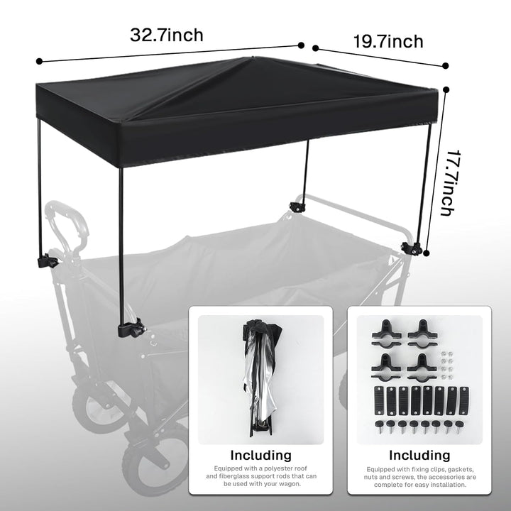 Universal Model Wagon Canopy Cover Garden Push Awning Portable Outdoor Stroller Accessories Awning for Garden Wagon, Shopping, Camping (Suitable for Folded,Gathering Folded Stroller) -50*83Cm
