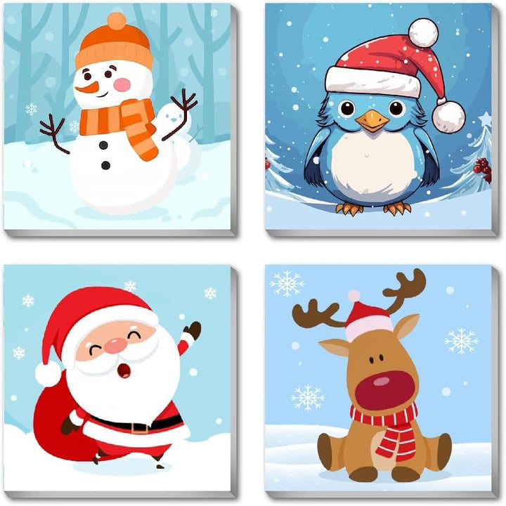 4 Pack Framed Paint by Numbers Kit for Kids,Cute Sea Animals Painting Kits for Ages 4-6,Easy Paint by Number Kids Paint for Beginner,Diy Acrylic Oil Painting Kit for Wall Decor(8X8Inch)