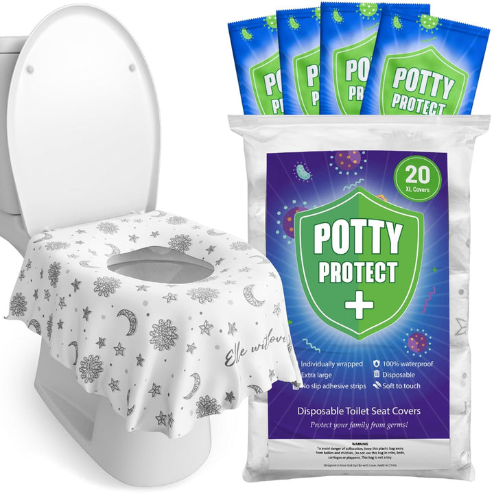 20 Pack Extra Large Disposable Toilet Seat Cover (Floral) – Toddler Toilet Covers for Full Coverage on Toilet or Potty – Ideal Travel Toilet Seat Covers for Kids and Adults