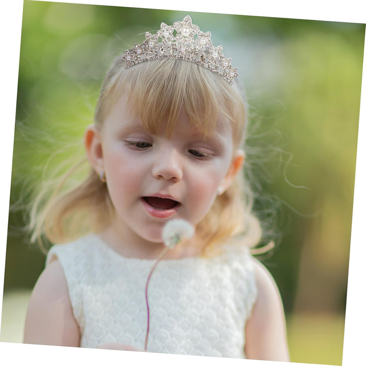 4Pcs Rhinestone Pearl Tiara for Elegant Crown Headdress with Rhinestone Design for Princess Parties and Special Occasions
