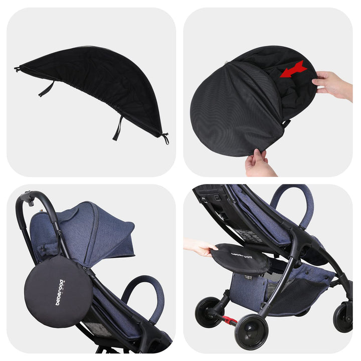 Universal Stroller Sun Shade & Mosquito Net – 2-In-1 Baby Stroller Cover with UV Protection & 2-Way Zipper for Infant Carriages, Prams, and Travel Strollers (Black)