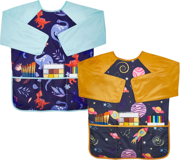 2 Pack Kids Art Smocks,Toddler Smock,Waterproof Artist Painting Aprons for Children