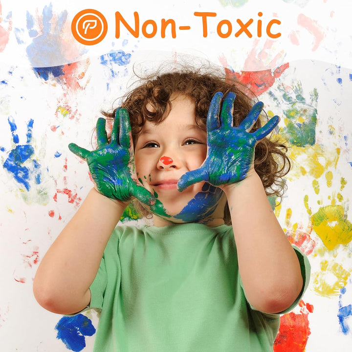 Washable Finger Paint for Toddlers, Safe Non-Toxic, 12 Vibrant Colors (1.21Fl Oz), Baby Safe Paint for Hand and Feet, Mess Free Art Supplies for Kids, Preschool Learning Gifts, Ages 1-3 4 5 6+